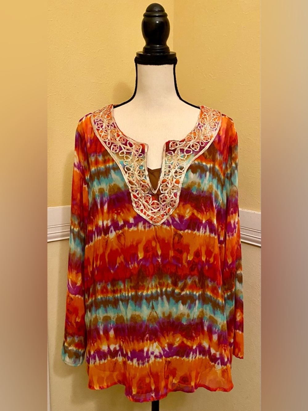 THEME Boho Embroidered Top; XL; Gorgeous colors; NWOT. 2 pieces.